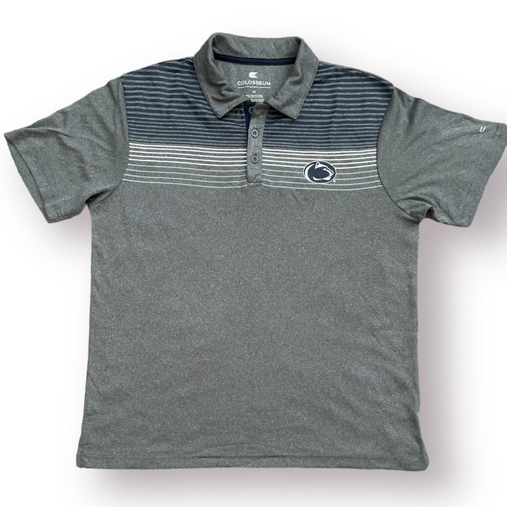 Men's Grey Medium Colosseum Penn State Nittany Lions Polo Shirt